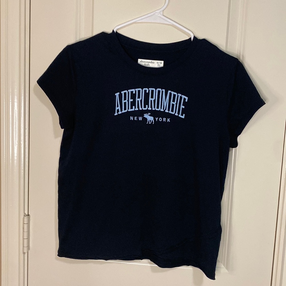 Abercrombie Kids short sleeved black logo tee. Size 13/14.